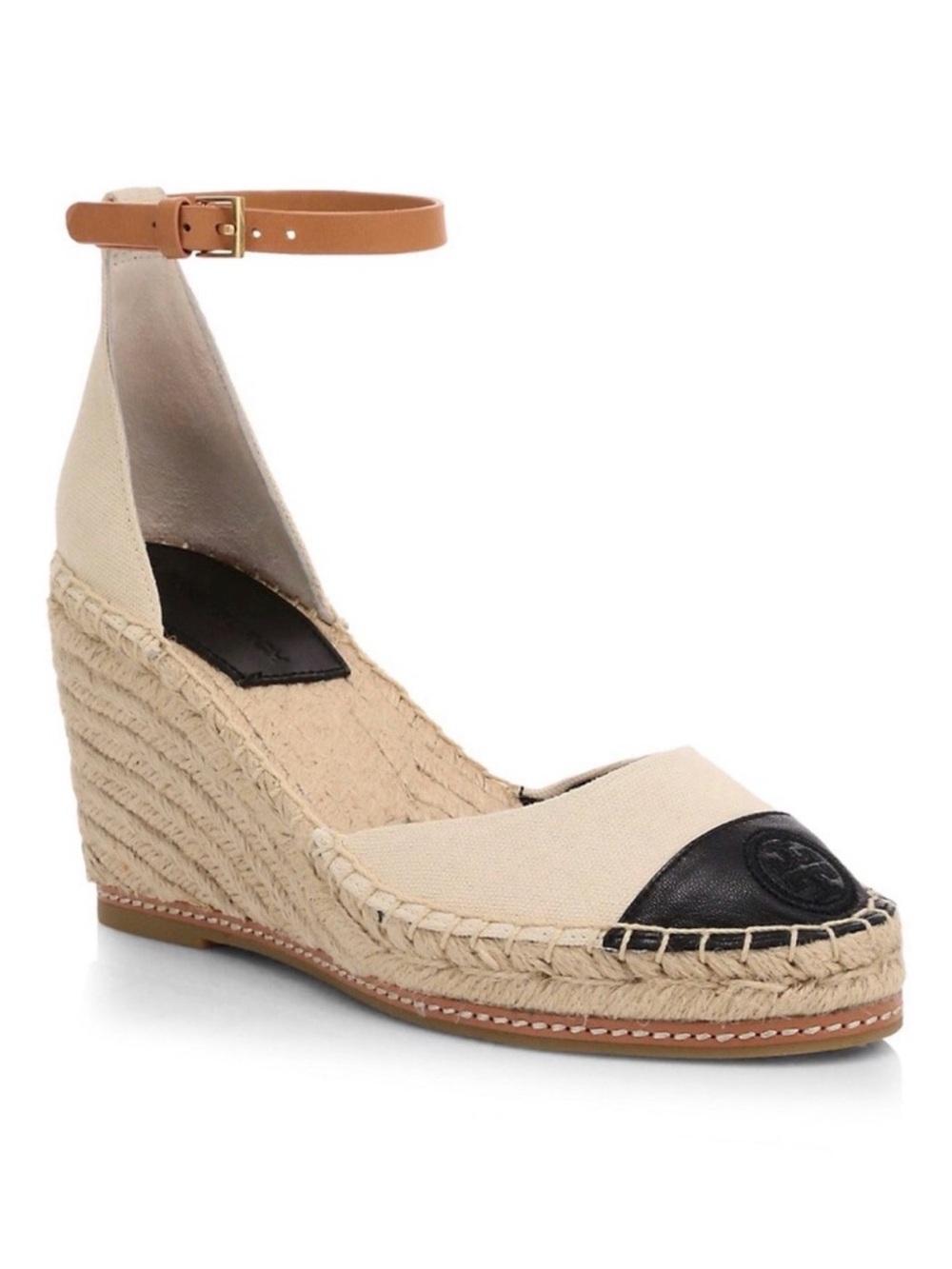 Tory Burch Espadrille wedges. Leather strap. Gently used.